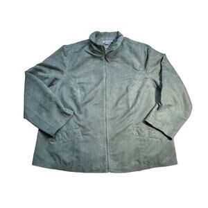 Koret Women’s Faux Suede Zip Jacket Teal Green Size 2X Lined Pockets